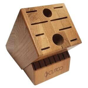 CUTCO Homemaker +8, 18 Slot Solid Oak Knife Block w/Honey Oak Finish